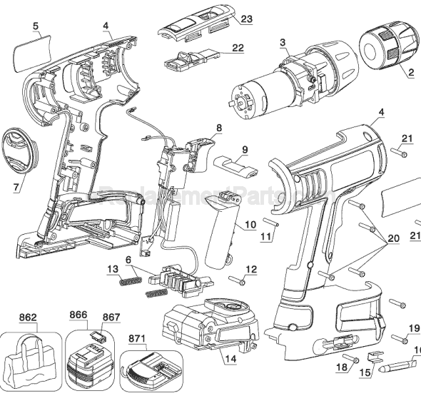 Page A Diagram and Parts List for BDGL18 Type 1 Black and Decker Electric Drill